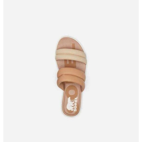 SOREL ELLA II PUFF SLIDE SANDAL WOMENS Leather size 7 Cream Tan - Picture 1 of 9